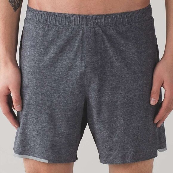 Lululemon Men's Surge Short *7" - M Heathered Texture Printed Greyt Deep Coal - Picture 1 of 7